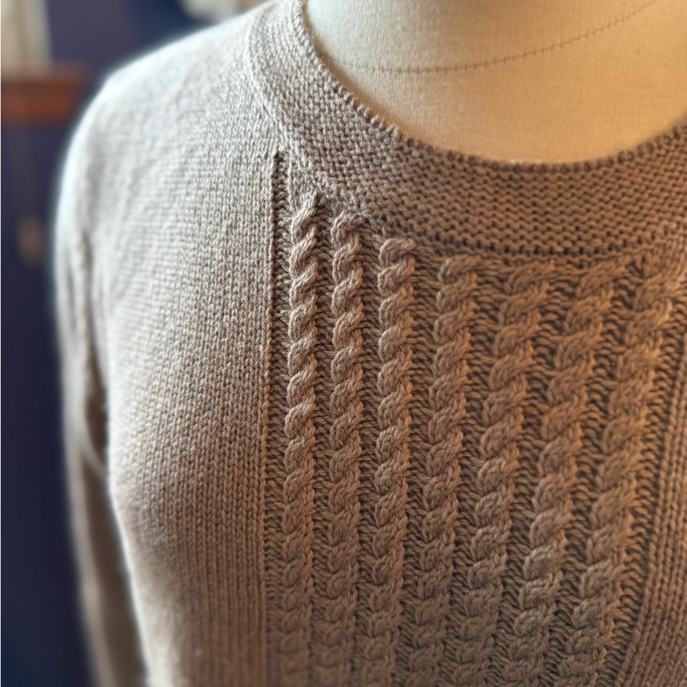 Soft surroundings, knit sweater, large, cozy, warm- tan, light brown, khaki